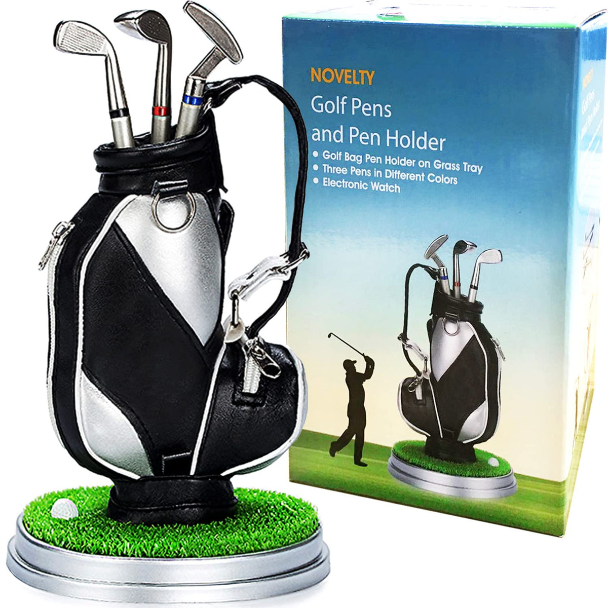 Golf Pen Holder Desk Organizer Gifts for Men Dad Boss--Golf World-Style:Golf Bag-Golf World