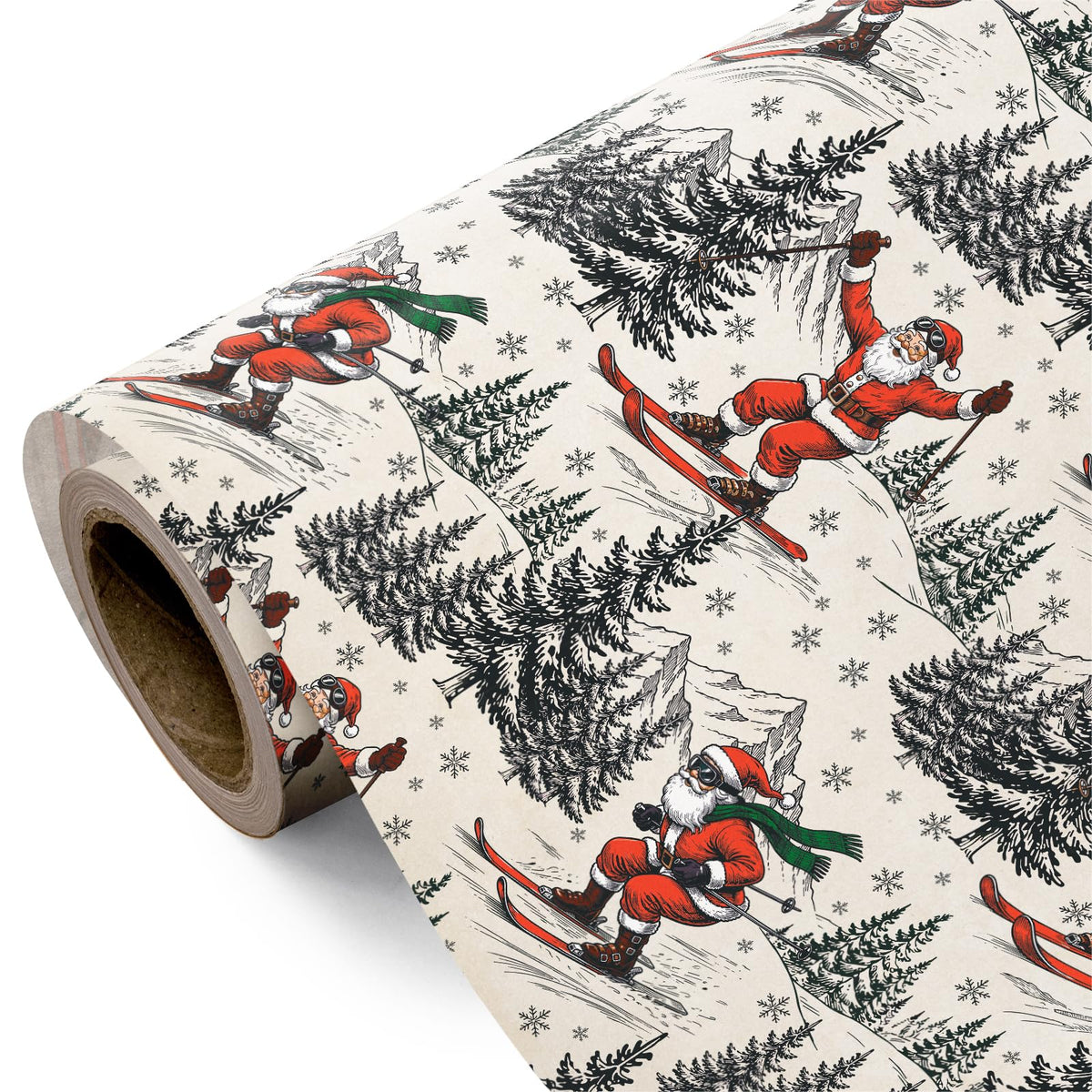 WRAPAHOLIC Christmas Wrapping Paper, Santa Claus with Golf Gift Wrap Paper