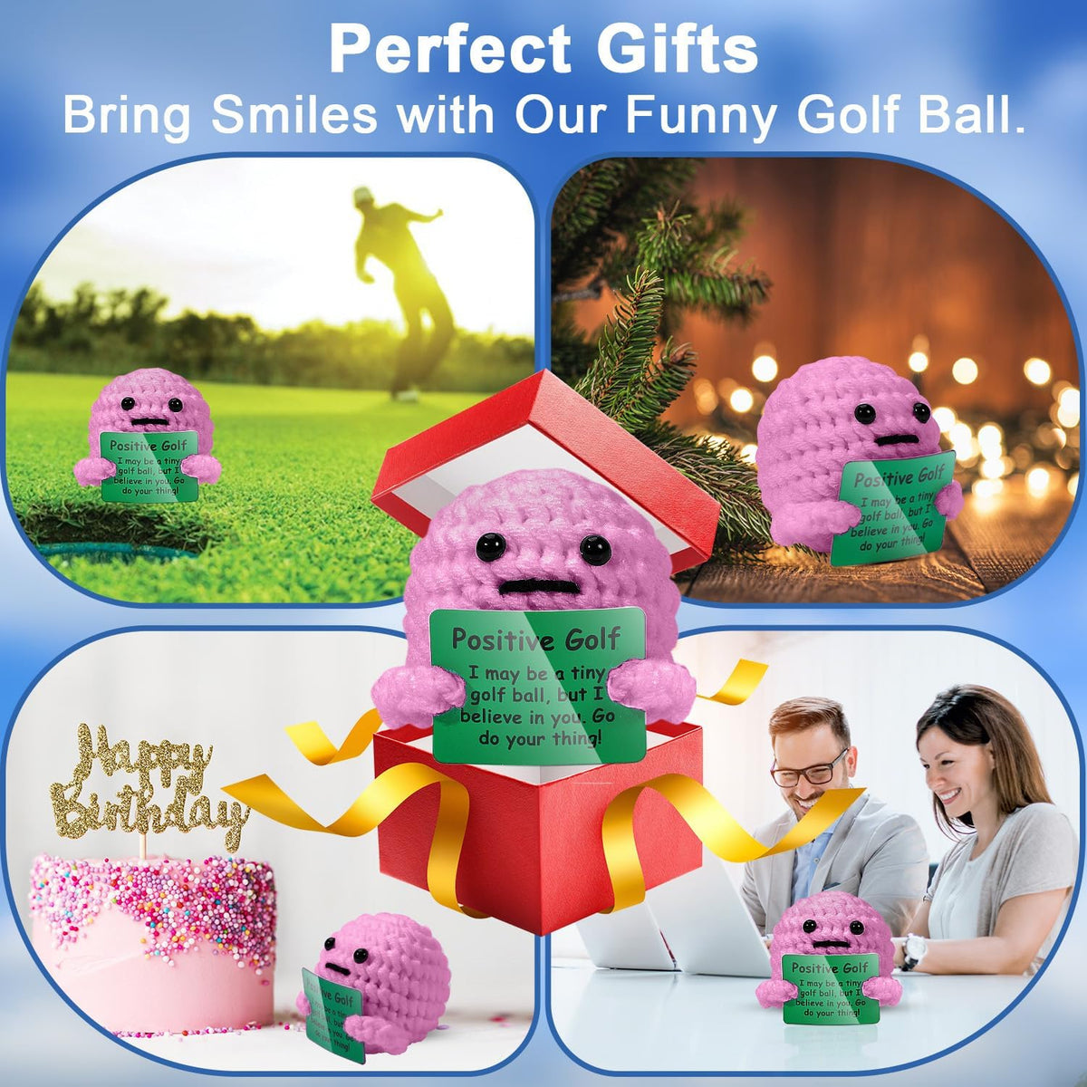 AICase Golf Gifts for Women Funny Positive Golf Ball Crochet Gag Gift Ideas, Emotional Support Nuggets for Women Golfers Accessories Tournament Mom Mothers Day Christmas Easter Birthday Stuff Gift