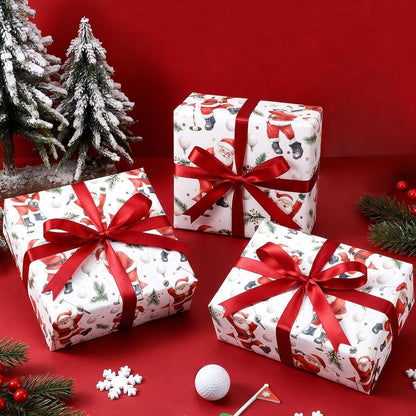 WRAPAHOLIC Christmas Wrapping Paper, Santa Claus with Golf Gift Wrap Paper