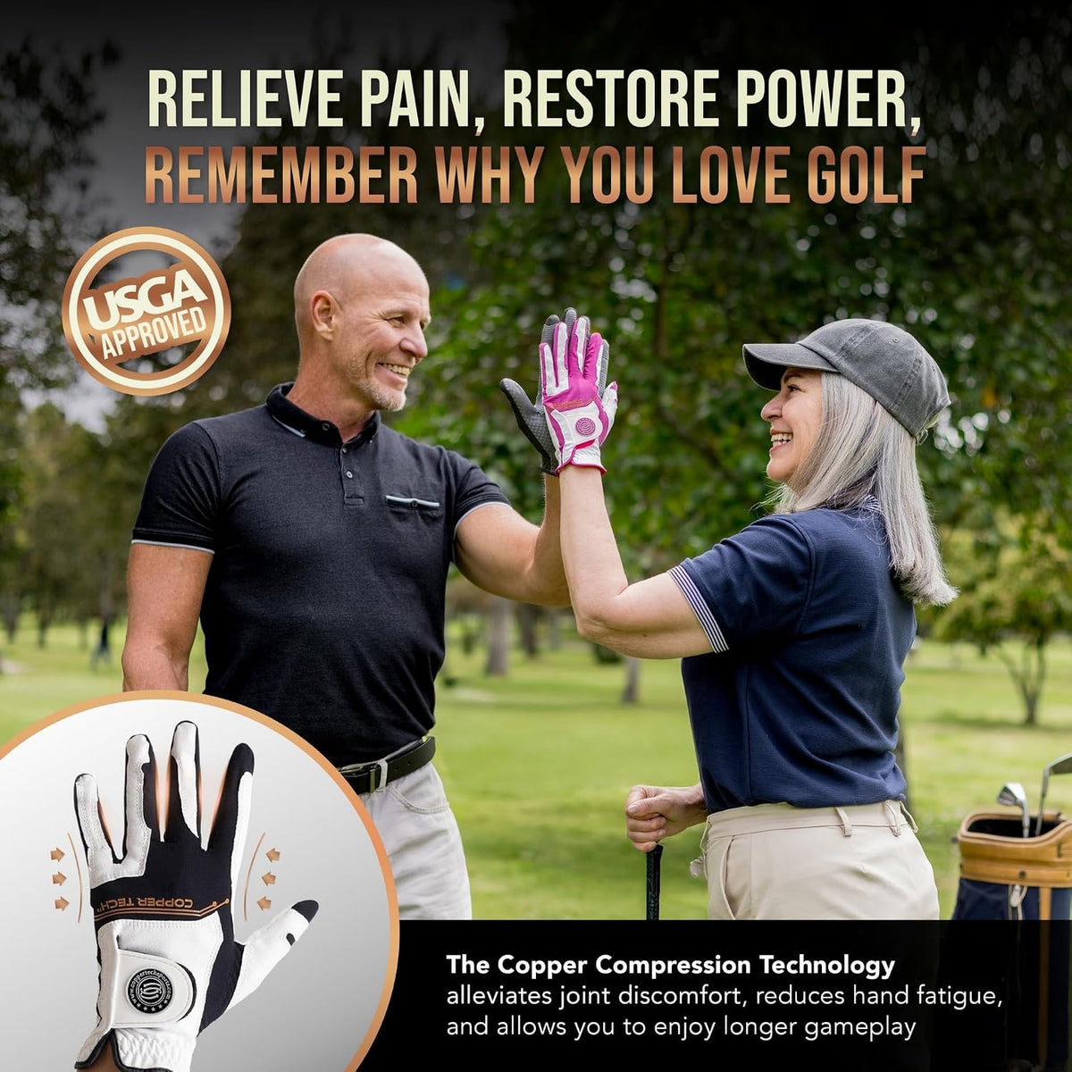 Copper Tech Men's Copper Compression Golf Gloves 2 Pack Left or Right Hand--Golf World-Golf World