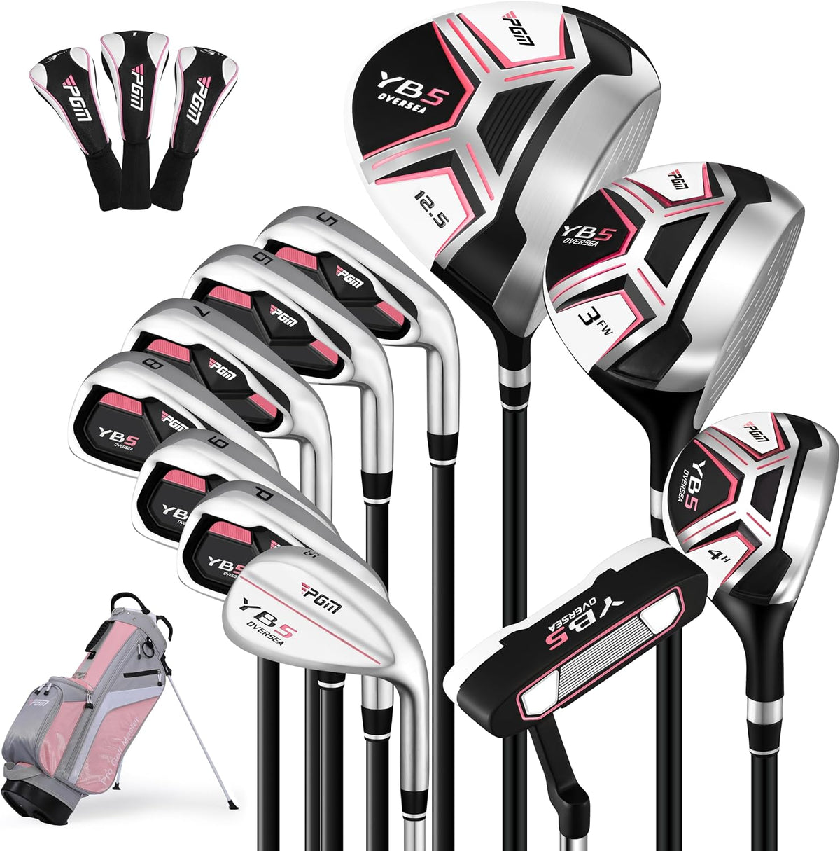 PGM Womens 12 Piece Golf Club Set Right Hand With Pink Stand Bag--Golf World-Golf World