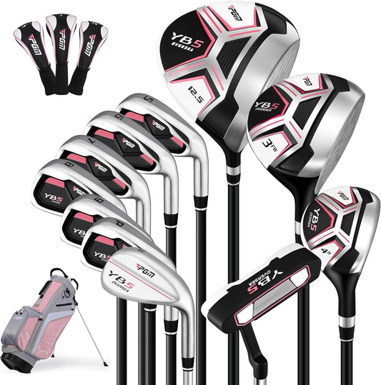 PGM Womens 12 Piece Golf Club Set Right Hand With Pink Stand Bag--Golf World-Golf World