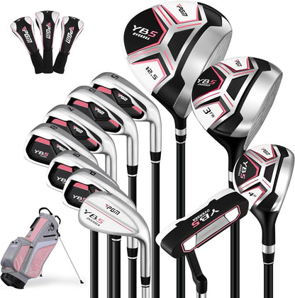 PGM Womens 12 Piece Golf Club Set Right Hand With Pink Stand Bag--Golf World-Size:12 Pieces-Style:Graphite-Golf World