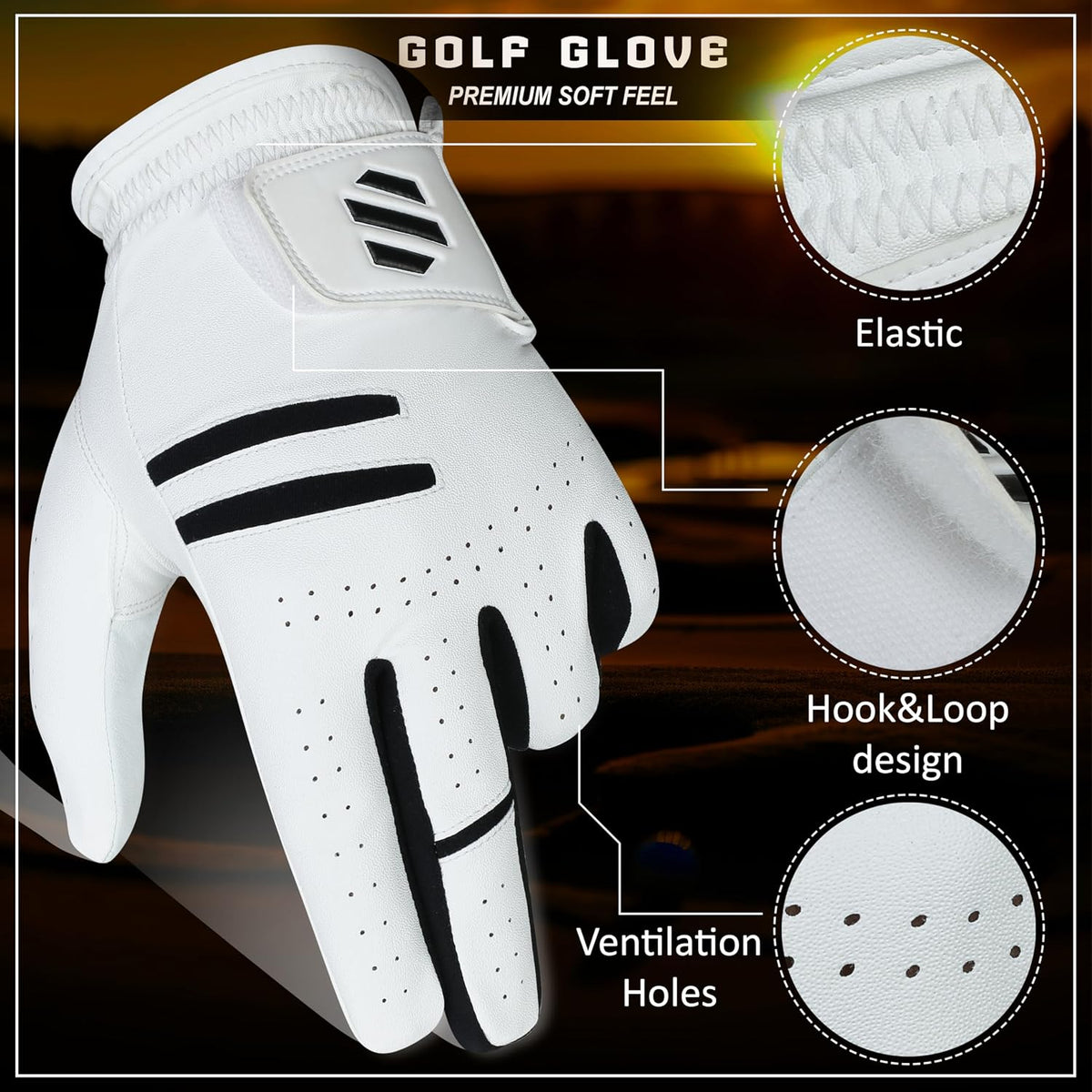 Blue Premium Golf Gloves 2 Pack With Breathable All Weather Comfort--Golf World-Golf World