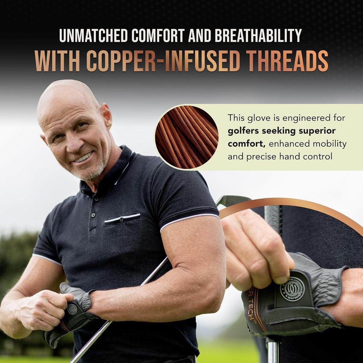 Copper Tech Mens Golf Gloves 2 Pack Copper Infused Breathable Synthetic Leather--Golf World-Golf World