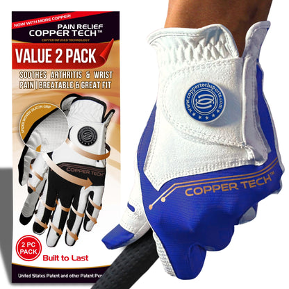 Copper Tech Men's Copper Compression Golf Gloves 2 Pack Left or Right Hand--Golf World-Golf World