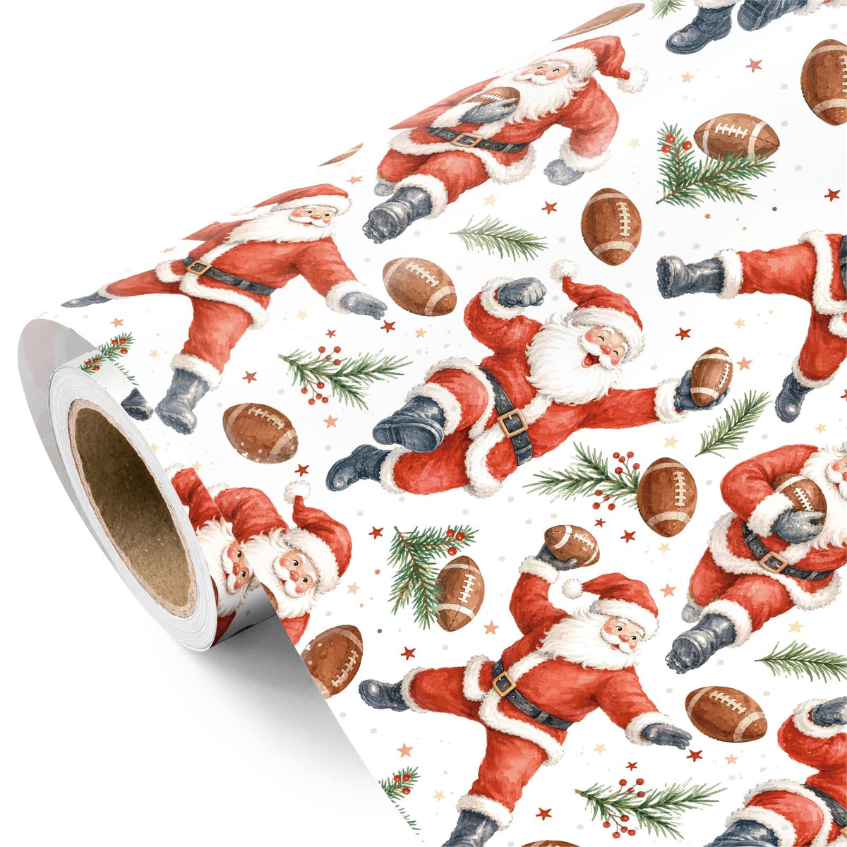 WRAPAHOLIC Christmas Wrapping Paper, Santa Claus with Golf Gift Wrap Paper
