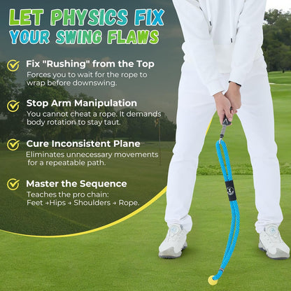 Golf Rope Swing Trainer, Professional Golf Swing Rope Training Aid to Improve Speed, Tempo, Rhythm, Flexibility and Strength, Golf Warm-Up Practice Equipment for Golfers of All Levels