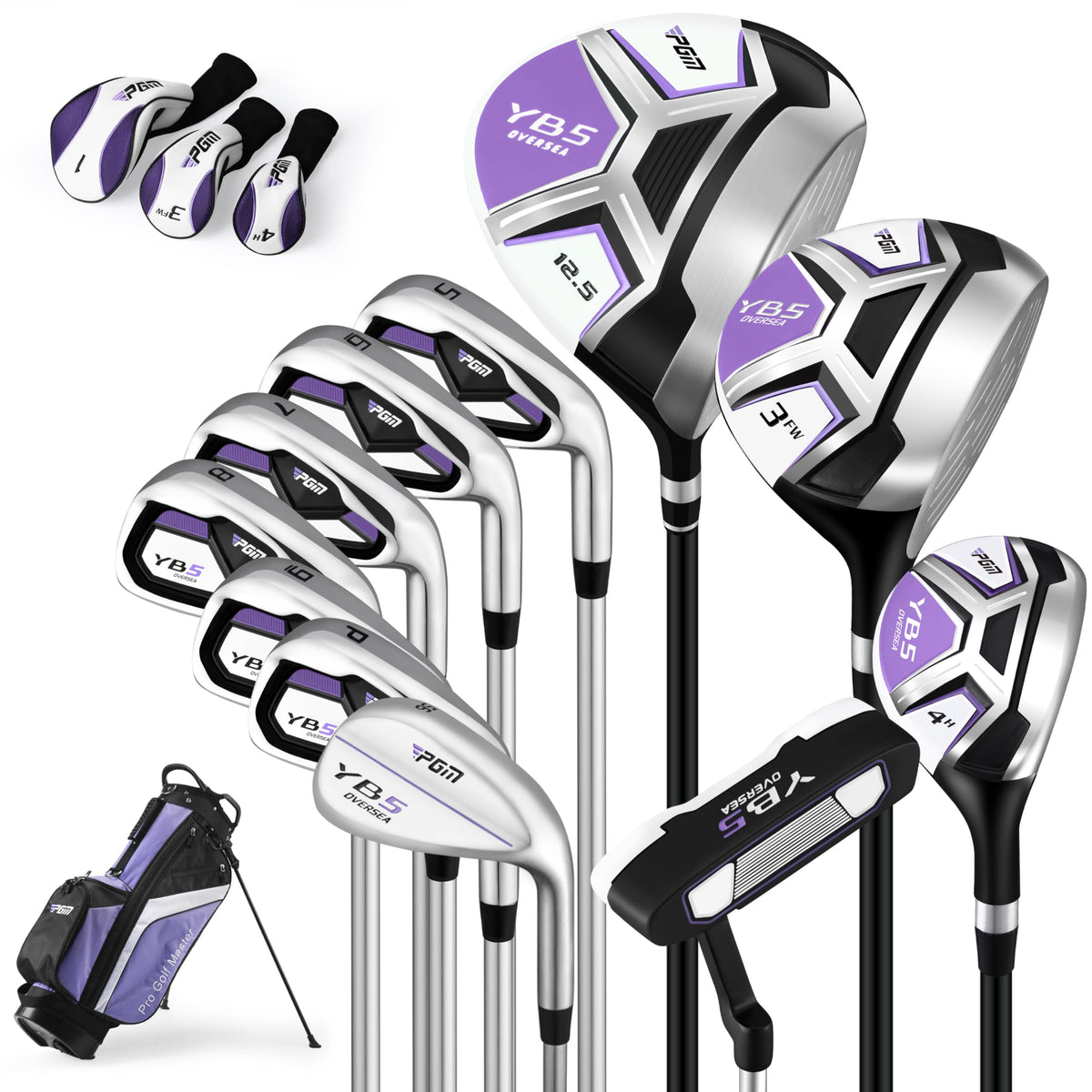 PGM 12 Piece Womens Golf Club Set for Beginners With Stand Bag Right Handed--Golf World-Size:15 Pieces-Style:Steel-Golf World