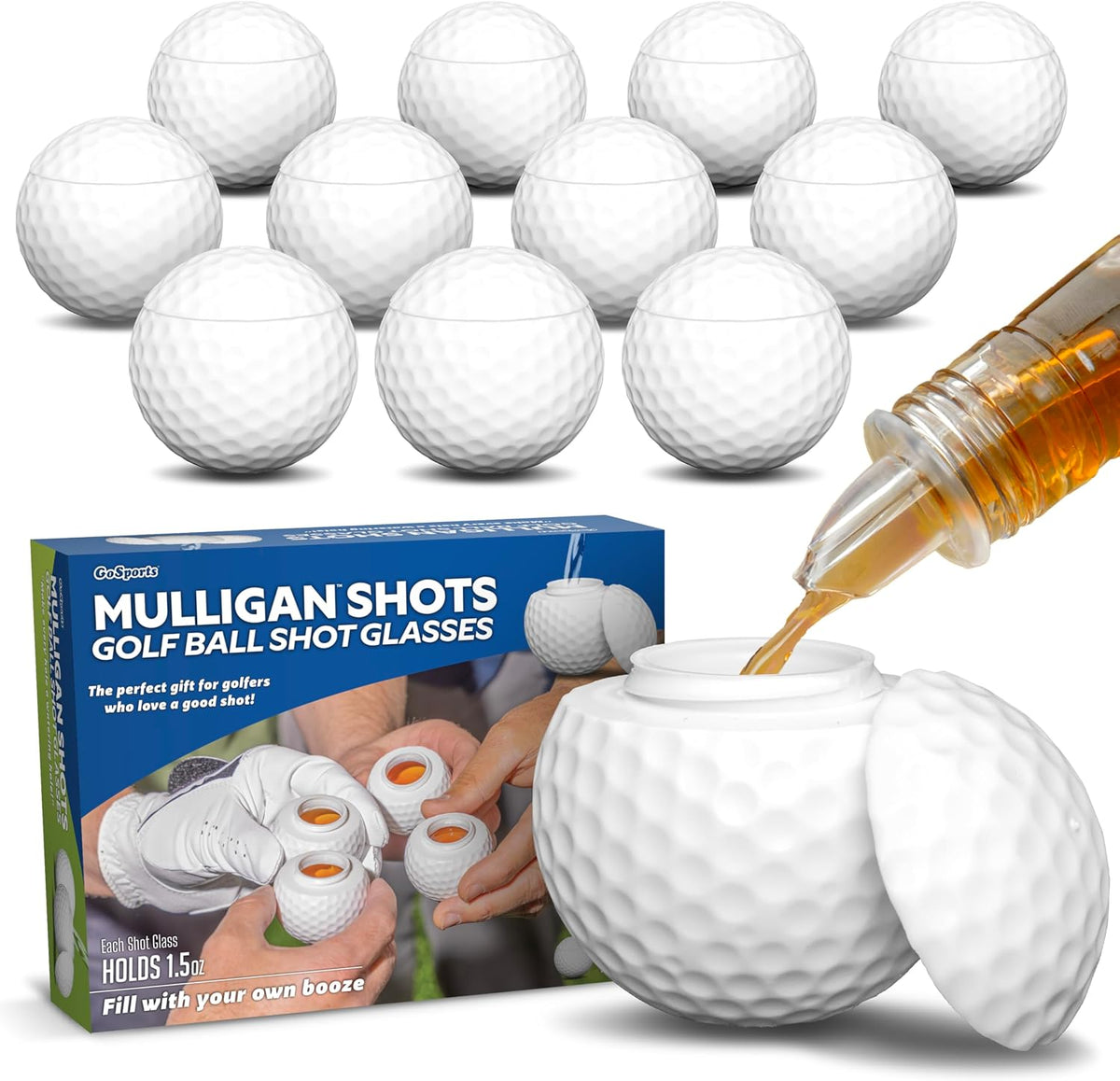 GoSports Mulligan Shots Golf Ball Shot Glasses With Lids 12 Pack--Golf World-Golf World