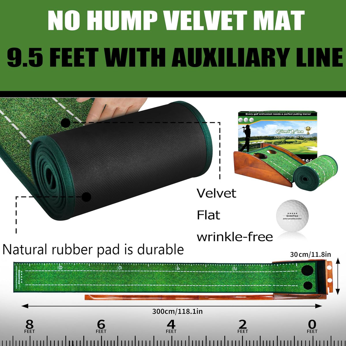 GimYaa Golf Putting Mat With Auto Ball Return Indoor Outdoor Practice--Golf World-Golf World