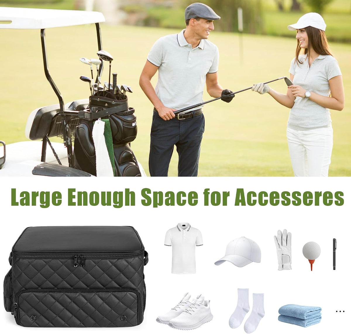 PGmoon 2 Layer Golf Trunk Organizer for Men Women, Black
