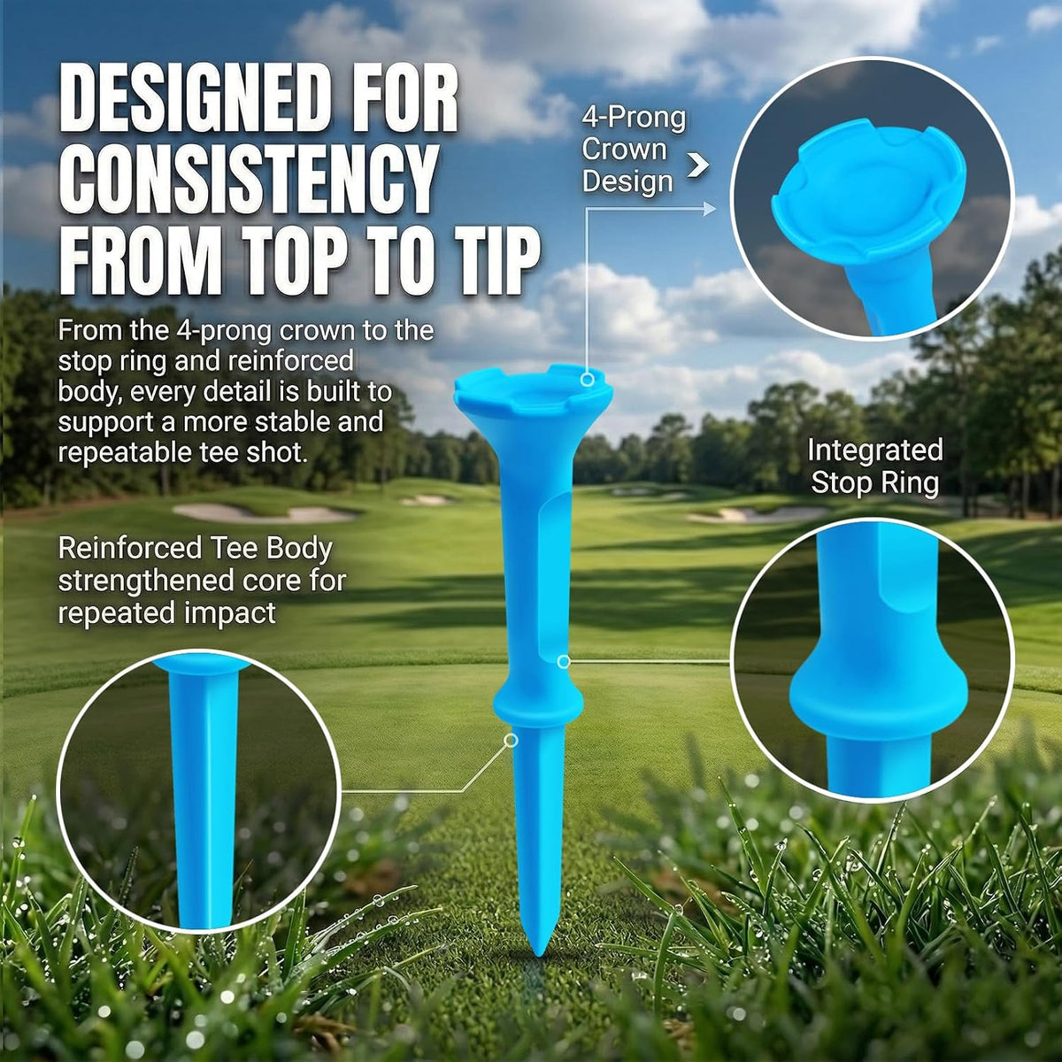 110 Pack Stepped Golf Tees, 70 Long and 40 Short for Consistent Height--Golf World-Golf World