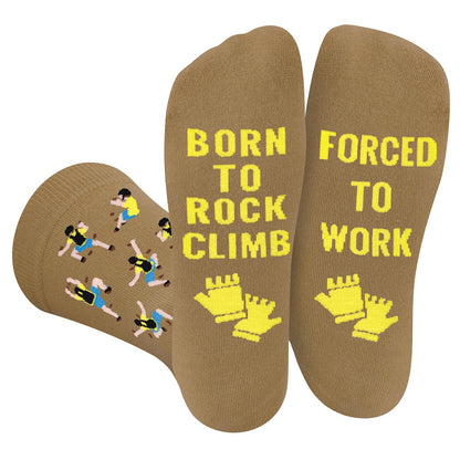 Funny Socks for Men Women - FORCED TO WORK Novelty Funky Socks Fun Gifts - Birthday Christmas Gifts for Men Teen Boys