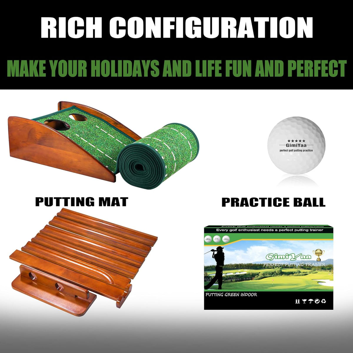 GimYaa Golf Putting Mat With Auto Ball Return Indoor Outdoor Practice--Golf World-Golf World