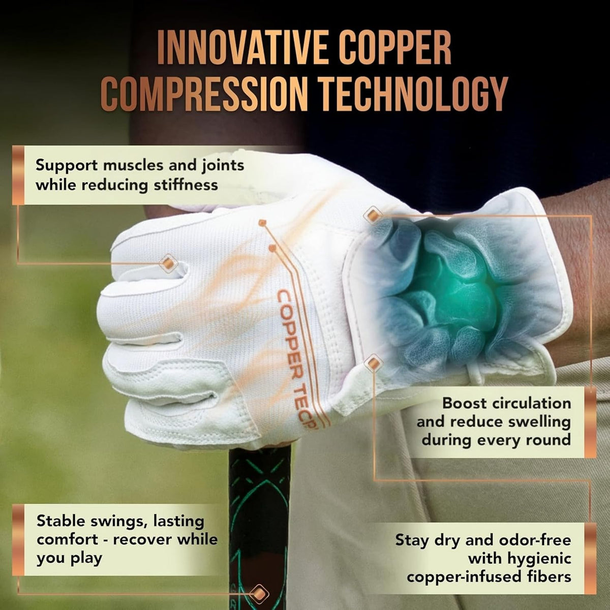 Copper Tech Womens Golf Gloves 2 Pack Tacky Synthetic Leather Black Pink--Golf World-Golf World