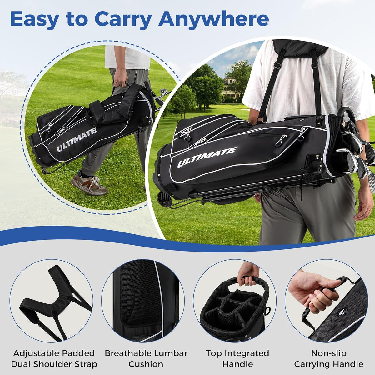 Left Handed Golf Club Set for Men 10 Piece Complete Set With Stand Bag--Golf World-Golf World