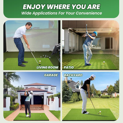 Golf Mat, 5x4FT&23X16IN Practice Mat Indoor/Outdoor,Artificial Thickened Golf Hitting Mat, High-Elasticity EVA Anti-Slip Bottom, Portable Dual Turf Driving Mat for Gifts for Men/Boys/Golfers