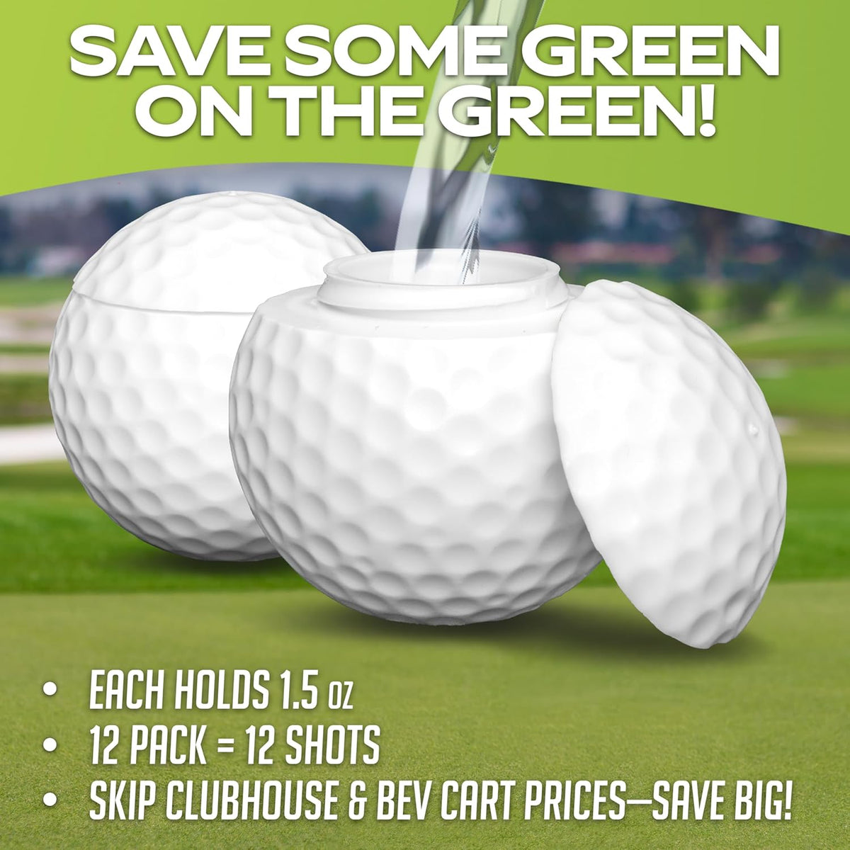 GoSports Mulligan Shots Golf Ball Shot Glasses With Lids 12 Pack--Golf World-Golf World