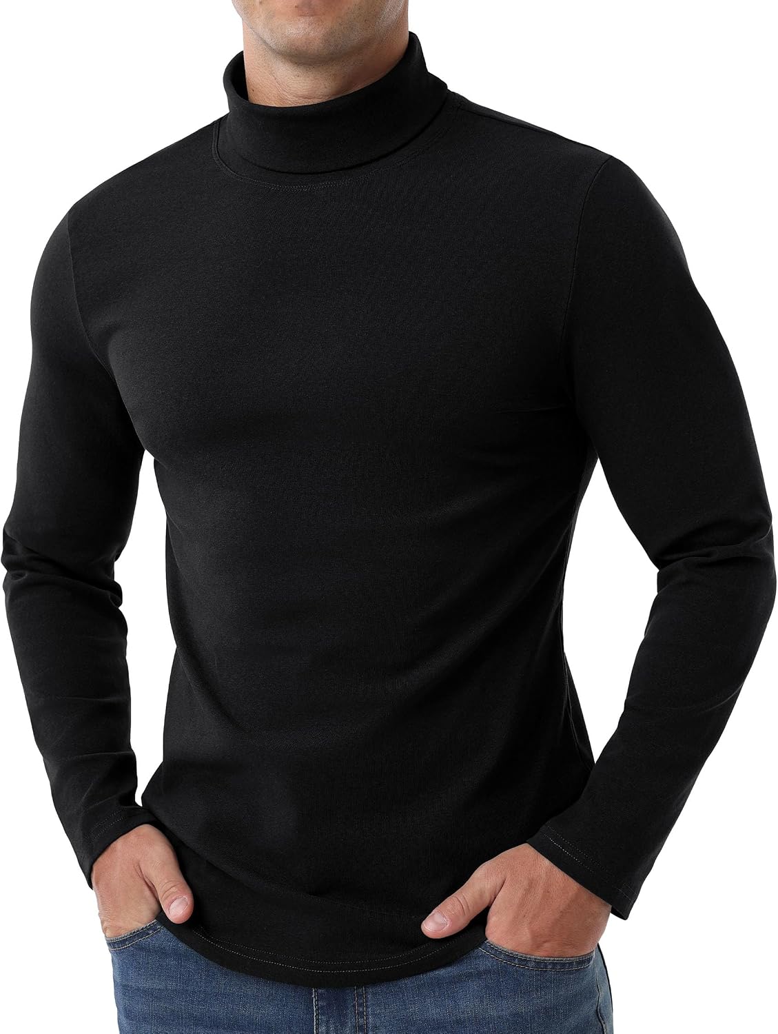 Askdeer Men's T-Shirts Cotton Turtleneck Thermal Shirts Long Sleeve Pullover Underwear Shirts Base Layer Thermal Tops