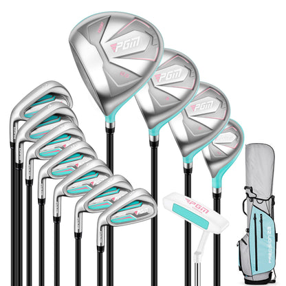 PGM Ladies Left Handed 9 Piece Golf Club Set With Pink Stand Bag--Golf World-Size:12 Piece Clubs-Style:Left-Handed-Golf World