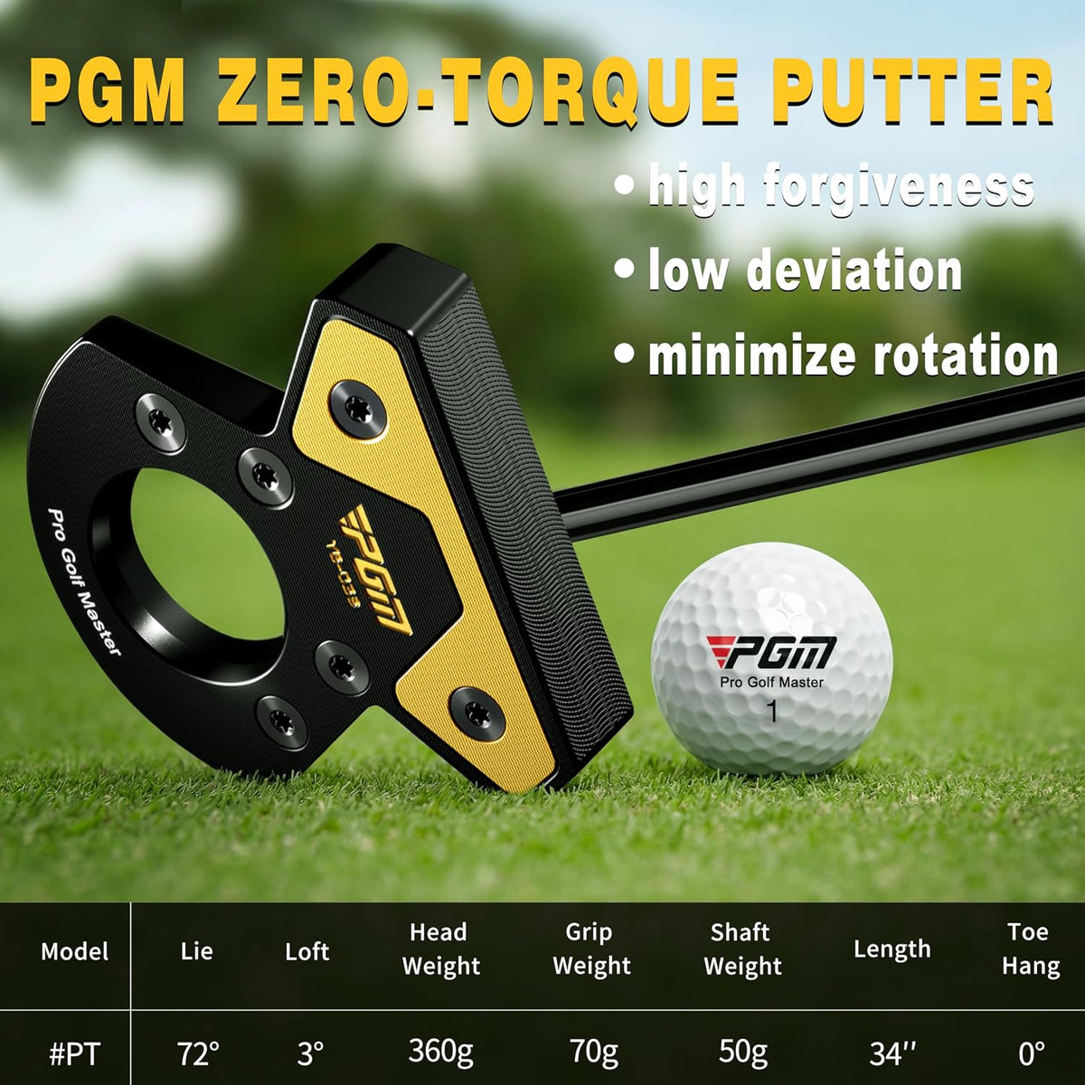 PGM 33" 34" 35" Zero Torque Putter for Men and Women Right Handed