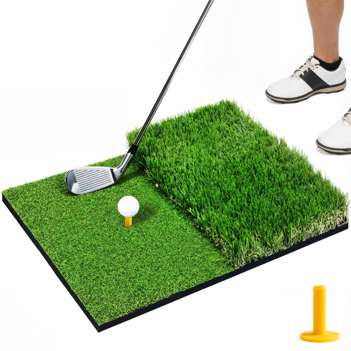 Golf Mat, 5x4FT&23X16IN Practice Mat Indoor/Outdoor,Artificial Thickened Golf Hitting Mat, High-Elasticity EVA Anti-Slip Bottom, Portable Dual Turf Driving Mat for Gifts for Men/Boys/Golfers