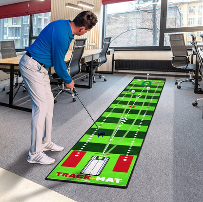SAPLIZE Golf Putting Mat, Visible Ball Traces, with Putting Alignment Mirror, 20in X 10ft Putting Matt for Indoors, Putting Green Practice Training Aid for Home Office