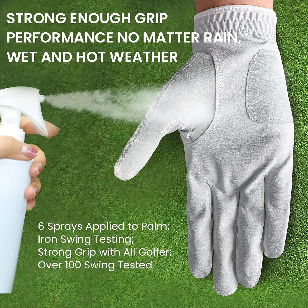 GKandi Mens Golf Gloves 2 Pack All Weather Grip Leather Small Left Hand--Golf World-Golf World