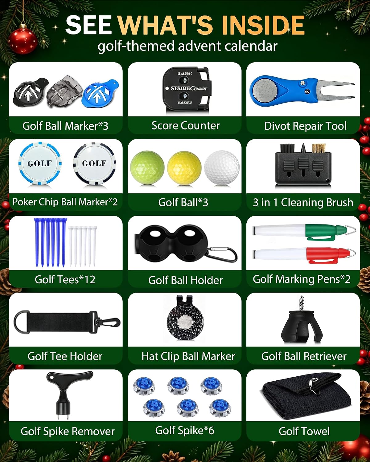 Golf Advent Calendar 2026 for Men Golfers 24 Day Countdown Gift Accessories