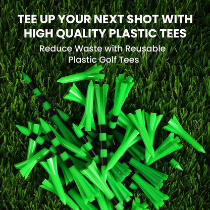 Unbreakable Plastic Golf Tees 60 Pack in 3 Sizes for Driving Range--Golf World-Golf World