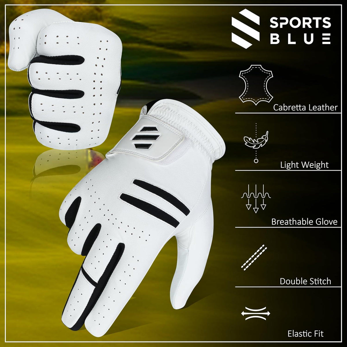 Blue Premium Golf Gloves 2 Pack With Breathable All Weather Comfort--Golf World-Golf World