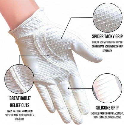 Copper Tech Womens Golf Gloves 2 Pack Tacky Synthetic Leather Black Pink--Golf World-Golf World