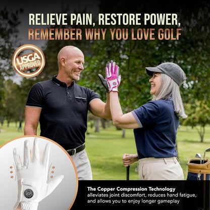 Copper Tech Womens Golf Gloves 2 Pack Tacky Synthetic Leather Black Pink--Golf World-Golf World