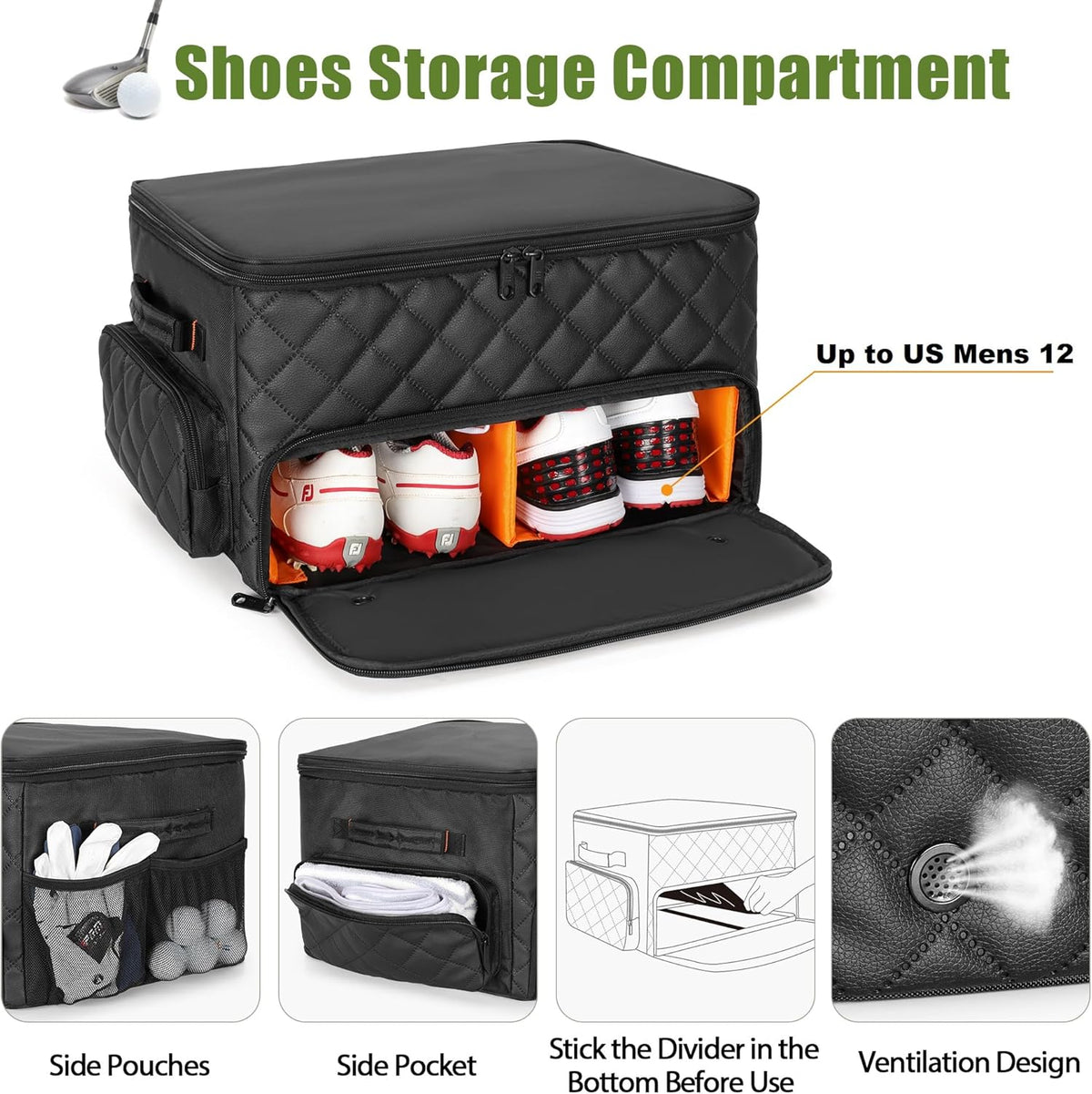PGmoon 2 Layer Golf Trunk Organizer for Men Women, Black