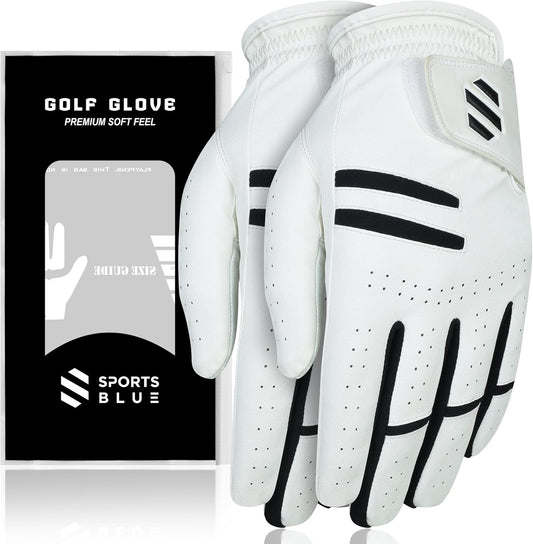 Blue Premium Golf Gloves 2 Pack With Breathable All Weather Comfort--Golf World-Golf World