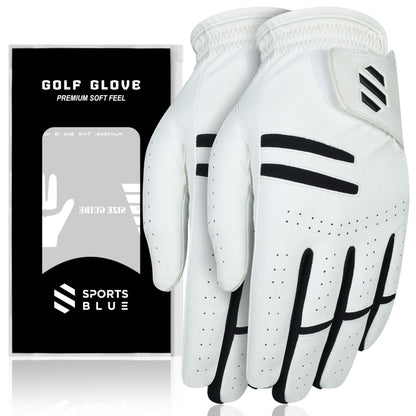 Blue Premium Golf Gloves 2 Pack With Breathable All Weather Comfort--Golf World-Golf World