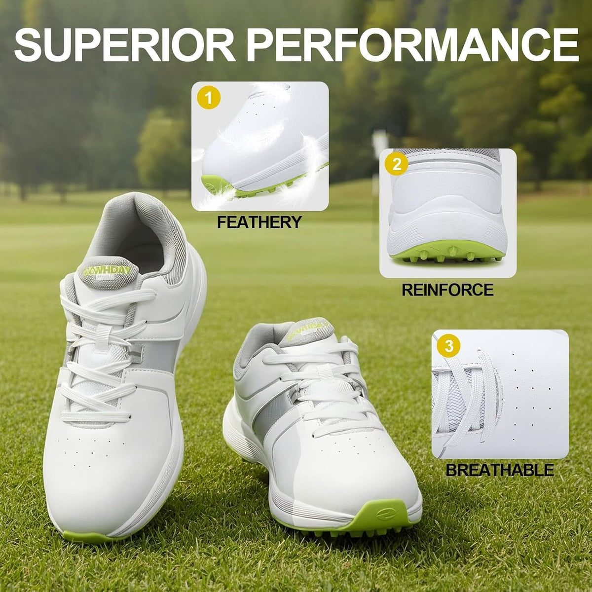 Golf Shoes for Men Spikeless Breathable Lace Up