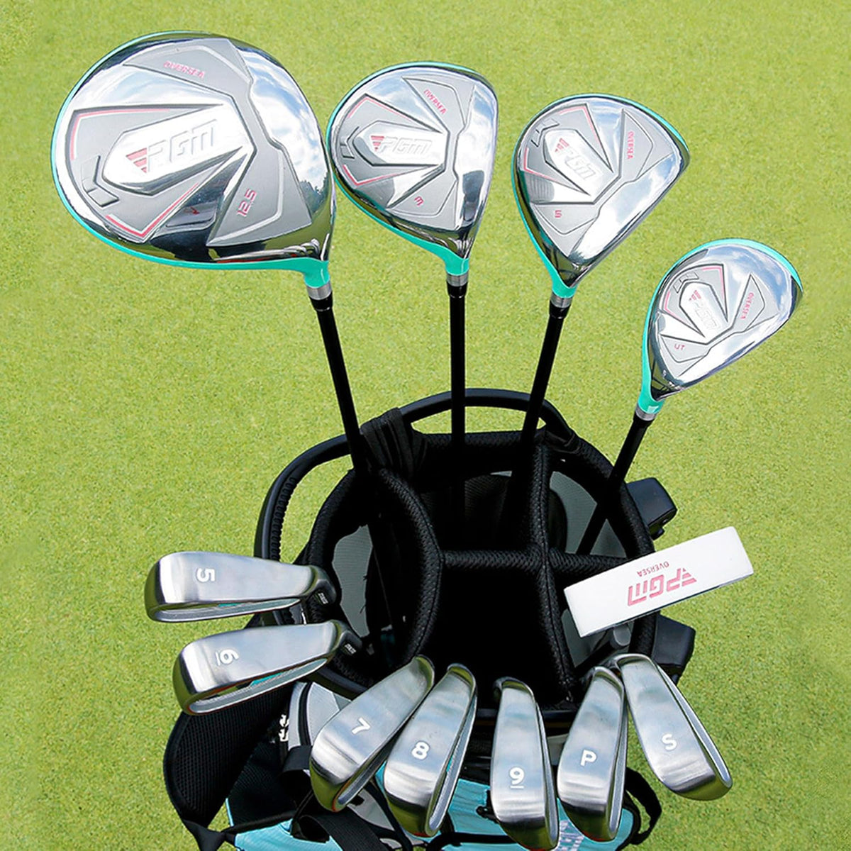 PGM Ladies Left Handed 9 Piece Golf Club Set With Pink Stand Bag--Golf World-Golf World