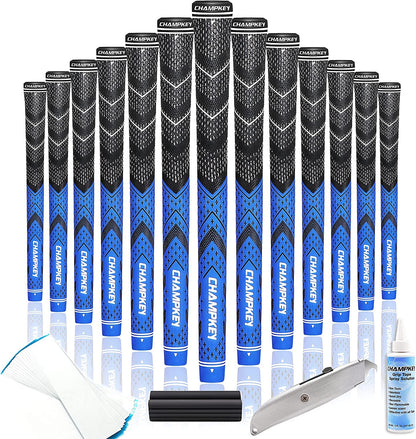 CHAMPKEY Professional Hybrid Golf Grips 13 Pack - Come with All Repair Kits - All Weather Performance and High Feedback Golf Club Grips