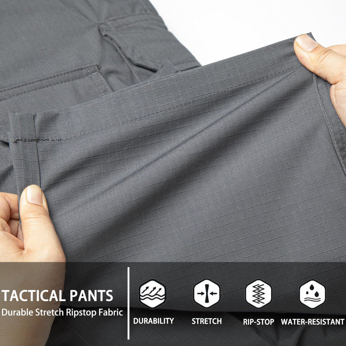 Hiwise Men's Stretch Tactical Pants Water Resistant Ripstop Cargo Pants Outdoor Lightweight EDC Work Hiking Pants