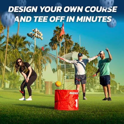 bucketgolf Original Game 3 Hole Travel Set with Clubs - #1 New Backyard Golf Game for The Yard and All Ages Adults and Kids. Beach, Park, School. (Without Clubs)