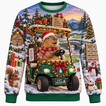 Christmas Golf Sweatshirt With Santa Reindeer Polar Bear Gingerbread Print-Adult / Children Baby-Golf World-Golf World