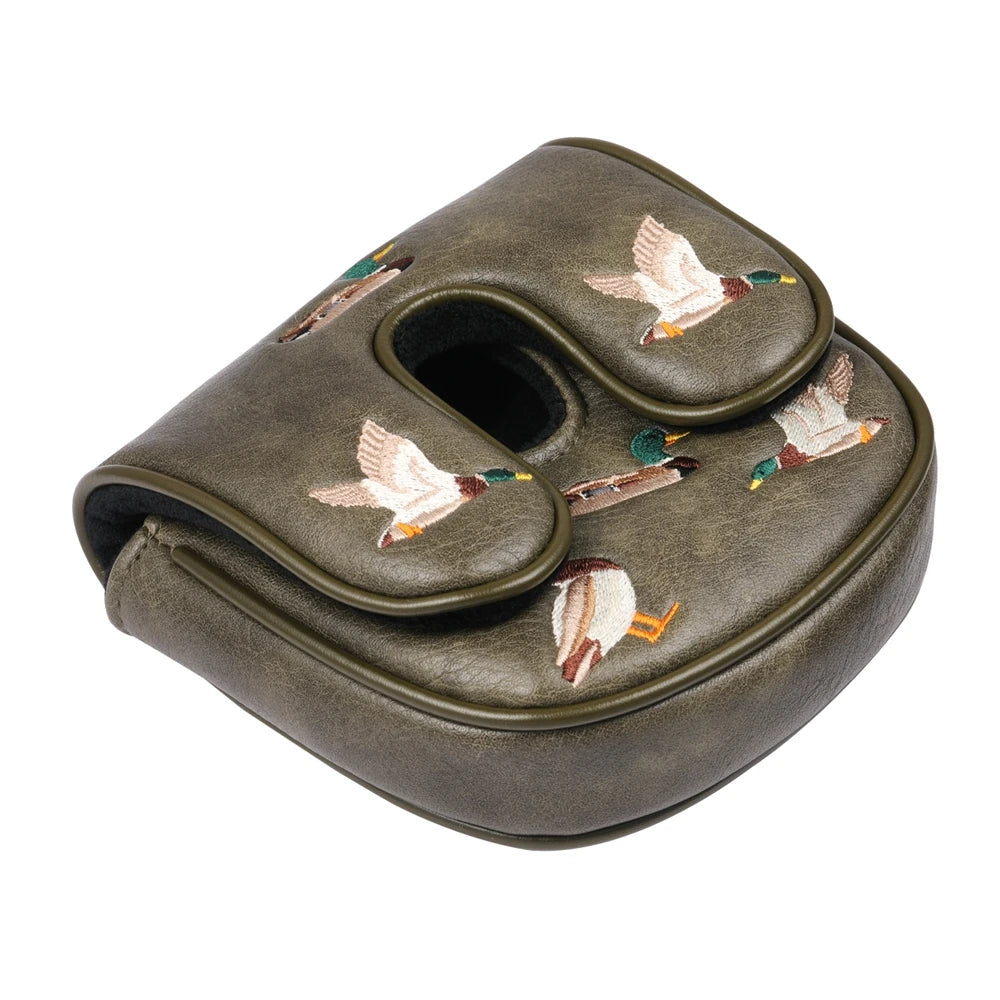 Vintage PU Leather Duck Embroidery Golf Headcover Magnetic Closure Blade and Centre Shaft Mallet Putter Cover-Mainland China-Golf World-Golf World