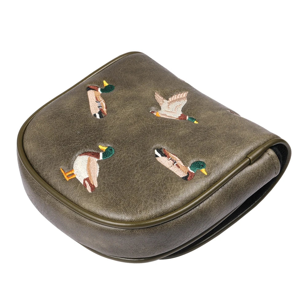 Vintage PU Leather Duck Embroidery Golf Headcover Magnetic Closure Blade and Centre Shaft Mallet Putter Cover-Mainland China-Golf World-Golf World