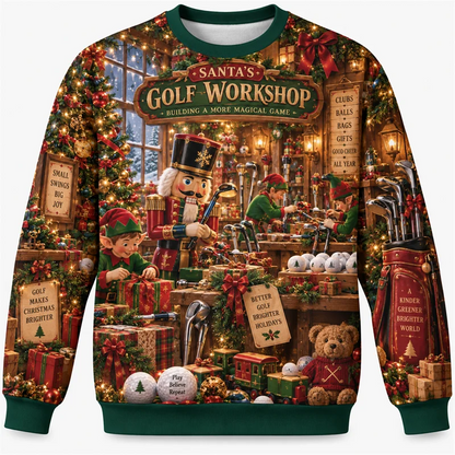 Christmas Golf Sweatshirt With Santa Reindeer Polar Bear Gingerbread Print-Adult / Children Baby-Golf World-Golf World