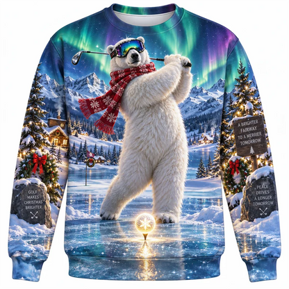 Christmas Golf Sweatshirt With Santa Reindeer Polar Bear Gingerbread Print-Adult / Children Baby-Golf World-Golf World