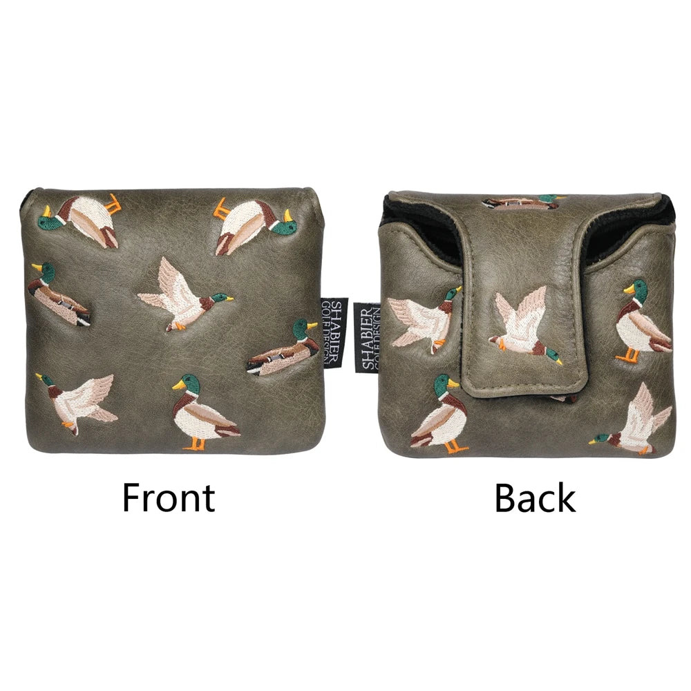 Vintage PU Leather Duck Embroidery Golf Headcover Magnetic Closure Blade and Centre Shaft Mallet Putter Cover-Mainland China-Golf World-Golf World