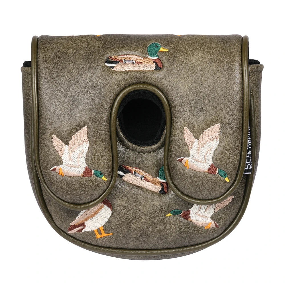 Vintage PU Leather Duck Embroidery Golf Headcover Magnetic Closure Blade and Centre Shaft Mallet Putter Cover-Mainland China-Golf World-Golf World